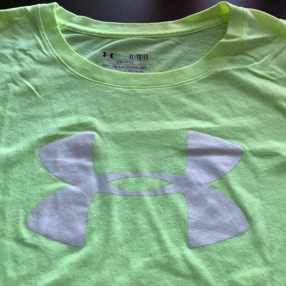 Neon yellow Under Armour tee. Size XL